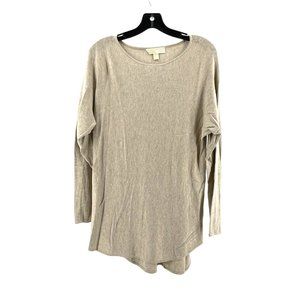 Michael Kors Women's Lightweight Beige Long Sleeve Knit Tunic Top Shirt Medium